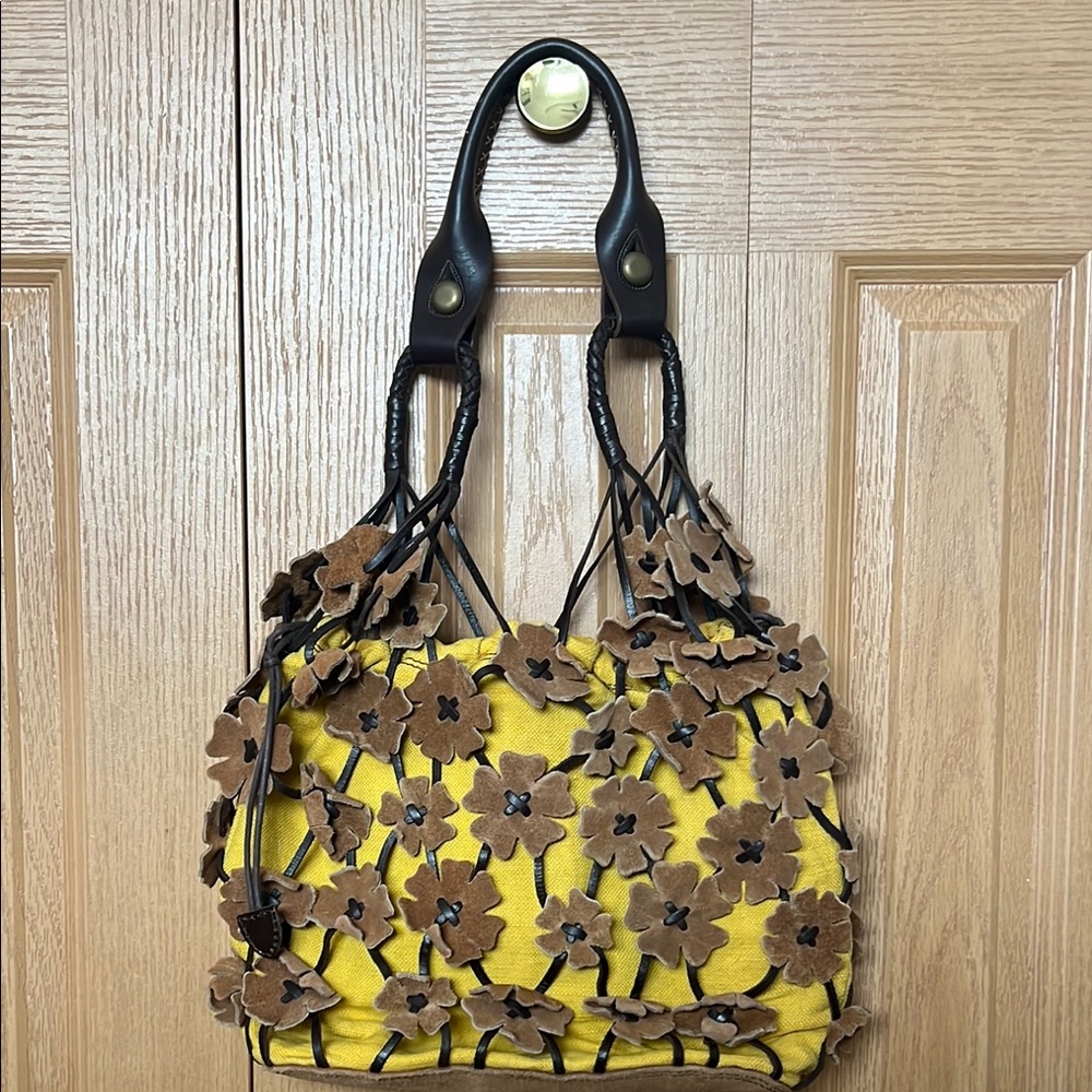 Lucky Brand Floral Yellow and Brown Handbag